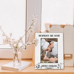 Cooking Gifts Picture Frame 5x7, Chef Gifts Photo Frame, Gift for Chef Cook CookingLover Hostess, Memories are Made While Cooking Wooden Picture Photo Frames for Desk Home Room Decor