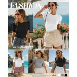 Ficerd 3er-Pack gerippte Damen-T-Shirts, Baumwolle, kurzärmelig, Basic-T-Shirts, Rundhalsausschnitt, taillierte Tops, Freizeithemden, 2026, Sommer, trendy Ficerd 3er-Pack gerippte Damen-T-Shirts, Baumwolle, kurzärmelig, Basic-T-Shirts, Rundhalsausschnitt, taillierte Tops, Freizeithemden, 2026, Sommer, trendy