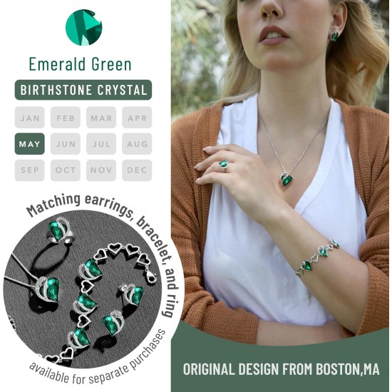 Leafael Geschenk-Halsketten für Frauen, Unendlichkeitsliebe-Geburtsstein-Herz-Kristall-Anhänger, Geburtstags-Jubiläums-Schmuck für Ehefrau, Mutter und Sie, versilbert, 45,7 cm + 5,1 cm verstellbare Kette Leafael Geschenk-Halsketten für Frauen, Unendlichkeitsliebe-Geburtsstein-Herz-Kristall-Anhänger, Geburtstags-Jubiläums-Schmuck für Ehefrau, Mutter und Sie, versilbert, 45,7 cm + 5,1 cm verstellbare Kette