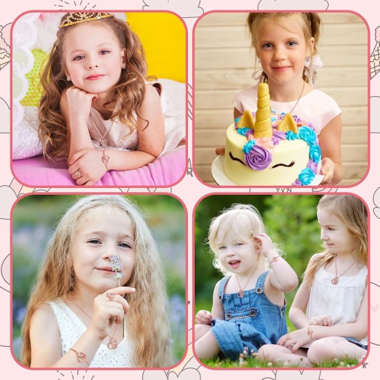 4-teiliges Mädchen-Einhorn-Axolotl-Schmuckset, Halskette, Armband, Ring, Ohrstecker, Kristall-Anhänger, Schmuck, Geschenke für Kleinkinder 4-teiliges Mädchen-Einhorn-Axolotl-Schmuckset, Halskette, Armband, Ring, Ohrstecker, Kristall-Anhänger, Schmuck, Geschenke für Kleinkinder