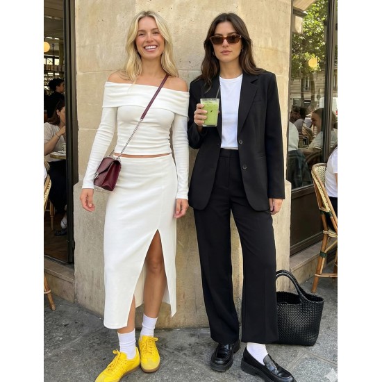 OmicGot Damen-Blazer für Business-Casual-Büroarbeit – vorne offen, langärmelig, Revers-Anzugjacke mit Taschen, S-XL