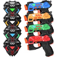 Laser-Tag-Pistolen, 4er-Set, Laser-Tag für Jungen im Alter von 8–12 Jahren mit 4 Infrarotwesten und 4 Laserpistolen, Sport- und Outdoor-Spielzeug für mehrere Spieler, Outdoor-Aktivitäten im Hinterhof
