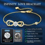 Seelove Moissanit-Unendlichkeits-Herz-Armbänder für Damen, 925er Sterlingsilber, 18 Karat vergoldet, verstellbar, Jahrestag, Geburtstag, edler Schmuck, Geschenke für Frau und Mutter