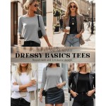 Ficerd 3er-Pack Oberteile mit 3/4-Ärmeln für Damen, Rundhalsausschnitt, elegante Basics, T-Shirts, lässige, trendige T-Shirts mit lockerer Passform Ficerd 3er-Pack Oberteile mit 3/4-Ärmeln für Damen, Rundhalsausschnitt, elegante Basics, T-Shirts, lässige, trendige T-Shirts mit lockerer Passform