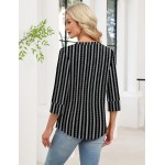 Rapbin Frühlingsoberteile für Damen, 3/4-Ärmel, Damenoberteile, Damenblusen, elegante, lässige T-Shirts mit V-Ausschnitt Rapbin Frühlingsoberteile für Damen, 3/4-Ärmel, Damenoberteile, Damenblusen, elegante, lässige T-Shirts mit V-Ausschnitt