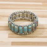 NEWITIN 4-teiliges silbernes Bohemian-Schmuckset für Damen, Modeschmuck, türkisfarbene Halskette, Armband, Ohrringe, Western-Türkis-Schmuckset für Damen