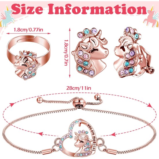 4-teiliges Mädchen-Einhorn-Axolotl-Schmuckset, Halskette, Armband, Ring, Ohrstecker, Kristall-Anhänger, Schmuck, Geschenke für Kleinkinder 4-teiliges Mädchen-Einhorn-Axolotl-Schmuckset, Halskette, Armband, Ring, Ohrstecker, Kristall-Anhänger, Schmuck, Geschenke für Kleinkinder