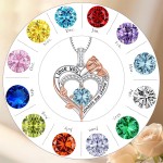 Rosen-Geburtsstein-Herz-Halsketten für Frauen, S925-Sterlingsilber, „I Love You“, Schmuck, Geschenk für Frauen, Geburtstag, Hochzeitstag, Muttertagsgeschenke für Mutter, Mutter, Ehefrau, Freundin mit Geburtsstein-Anhänger-Halskette