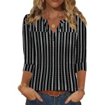 Rapbin Frühlingsoberteile für Damen, 3/4-Ärmel, Damenoberteile, Damenblusen, elegante, lässige T-Shirts mit V-Ausschnitt Rapbin Frühlingsoberteile für Damen, 3/4-Ärmel, Damenoberteile, Damenblusen, elegante, lässige T-Shirts mit V-Ausschnitt