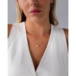 PAVOI 14K vergoldete, gedrehte Singapur-Kette, Layering-Choker mit rundem Solitär und Serpentinenkette, Layering-Choker mit Steinanhänger im Birnenschliff, Halsketten-Set für Damen |