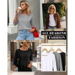 Ficerd 3er-Pack Oberteile mit 3/4-Ärmeln für Damen, Rundhalsausschnitt, elegante Basics, T-Shirts, lässige, trendige T-Shirts mit lockerer Passform Ficerd 3er-Pack Oberteile mit 3/4-Ärmeln für Damen, Rundhalsausschnitt, elegante Basics, T-Shirts, lässige, trendige T-Shirts mit lockerer Passform