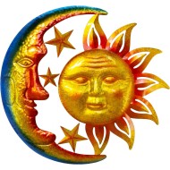 40-in Large Wall Art Decor, Sun Moon Metal Wall Decor, Valentine Wall Decorations for Patio Yard Garden Fence Living Room Bedroom