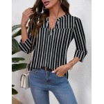 Rapbin Frühlingsoberteile für Damen, 3/4-Ärmel, Damenoberteile, Damenblusen, elegante, lässige T-Shirts mit V-Ausschnitt Rapbin Frühlingsoberteile für Damen, 3/4-Ärmel, Damenoberteile, Damenblusen, elegante, lässige T-Shirts mit V-Ausschnitt