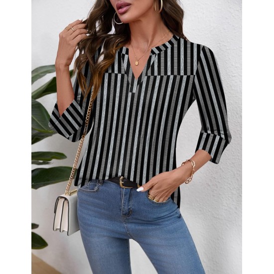 Rapbin Frühlingsoberteile für Damen, 3/4-Ärmel, Damenoberteile, Damenblusen, elegante, lässige T-Shirts mit V-Ausschnitt Rapbin Frühlingsoberteile für Damen, 3/4-Ärmel, Damenoberteile, Damenblusen, elegante, lässige T-Shirts mit V-Ausschnitt