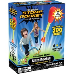 Stomp Rocket Ultra-Raketenwerfer für Kinder, 6 Raketen – lustiges Garten- und Outdoor-Kinderspielzeug, Geschenke für Jungen und Mädchen – hochfliegendes Spielzeug-Schaumstoff-Blaster-Set – verstellbarer Startständer für mehrere Spieler