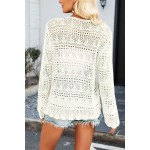 Allimy Damen 2026 schicke Häkel-Cardigan-Pullover, vorne gebunden, Tops, Achselzucken für Kleider