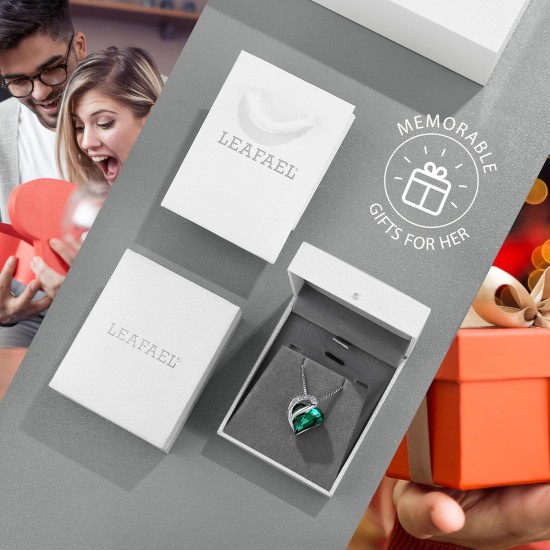 Leafael Geschenk-Halsketten für Frauen, Unendlichkeitsliebe-Geburtsstein-Herz-Kristall-Anhänger, Geburtstags-Jubiläums-Schmuck für Ehefrau, Mutter und Sie, versilbert, 45,7 cm + 5,1 cm verstellbare Kette Leafael Geschenk-Halsketten für Frauen, Unendlichkeitsliebe-Geburtsstein-Herz-Kristall-Anhänger, Geburtstags-Jubiläums-Schmuck für Ehefrau, Mutter und Sie, versilbert, 45,7 cm + 5,1 cm verstellbare Kette