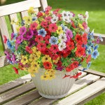 Artificial Flowers Outdoors Spring Faux Flowers UV Resistant Fake Plastic Greenery Plnats Outside Bulk for Garden Hanging Planter Patio Home Decor, 24 Bundles (Multicolor)
