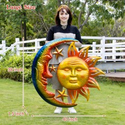 40-in Large Wall Art Decor, Sun Moon Metal Wall Decor, Valentine Wall Decorations for Patio Yard Garden Fence Living Room Bedroom